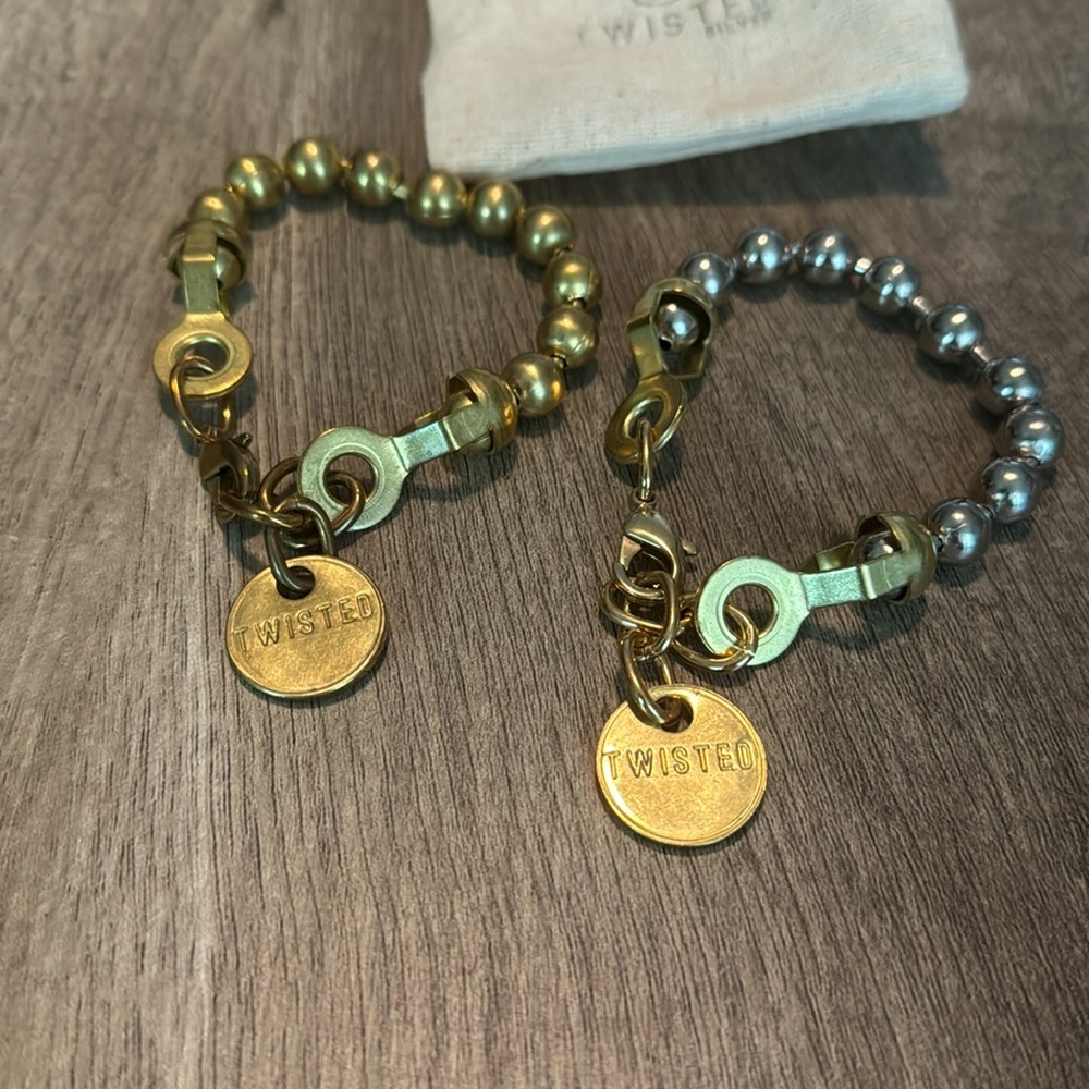Twisted silver brackets